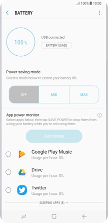 Press the required setting.