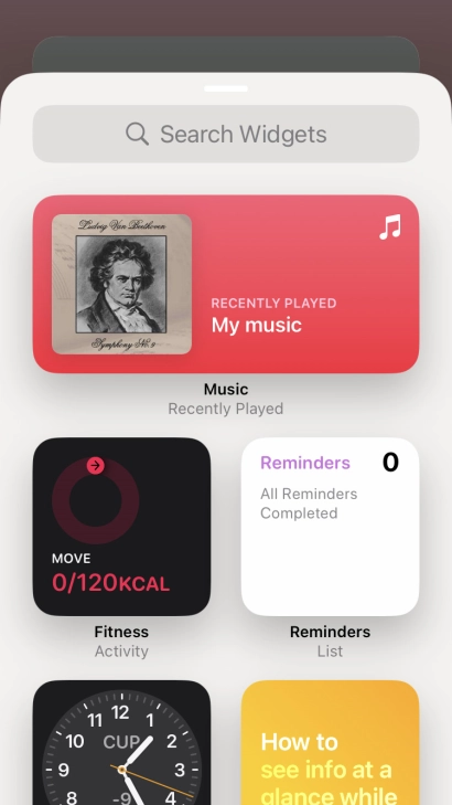 Press the required widget.