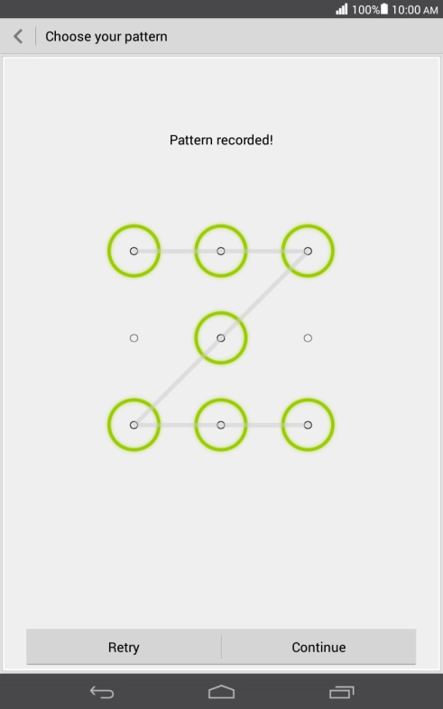 Slide your finger across the screen to connect at least four points and press Continue.
