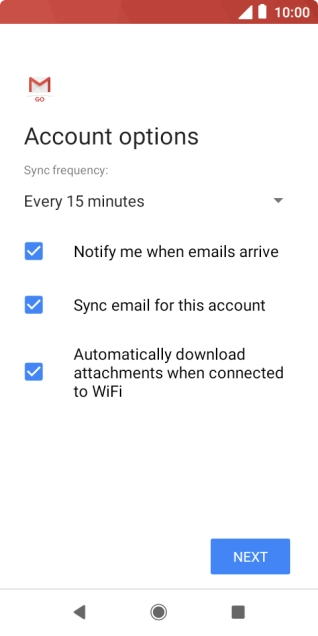 If this screen is displayed, you email account has been recognised and set up automatically. Follow the instructions on the screen to key in more information and finish setting up your phone.