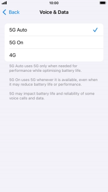 To turn on automatic switch between 5G and 4G, press 5G Auto.