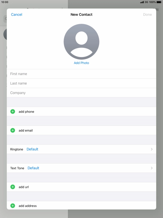 Press First name and key in the first name.