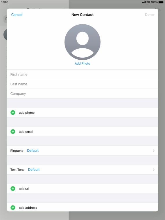 Press First name and key in the first name.