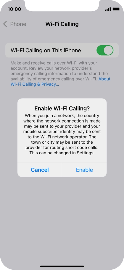 If you turn on the function, press Enable.