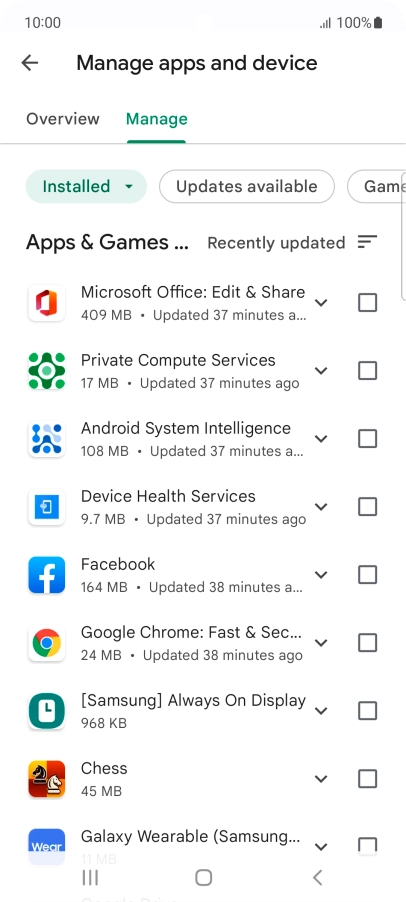 Press the required app.