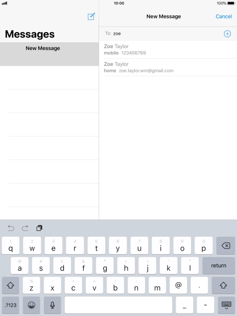 Press the required contact.