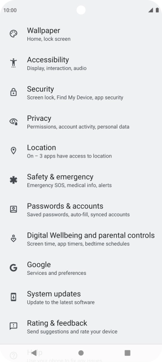 Press Passwords & accounts.