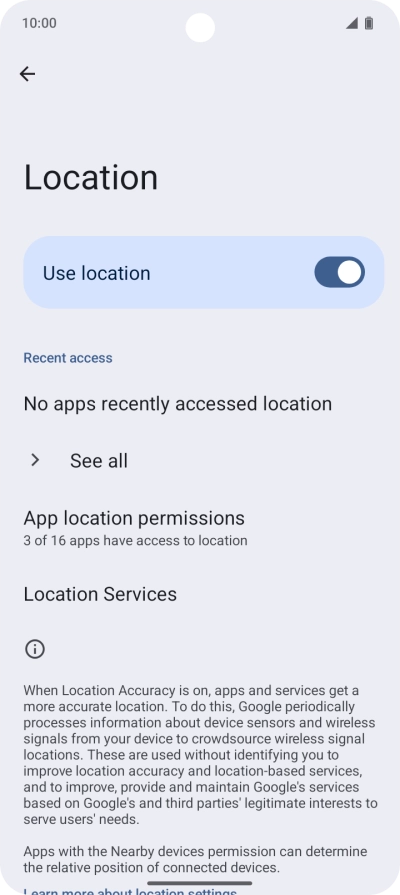 Press App location permissions.