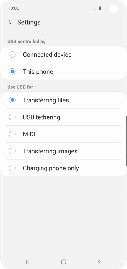 Press Transferring files to turn on the function.