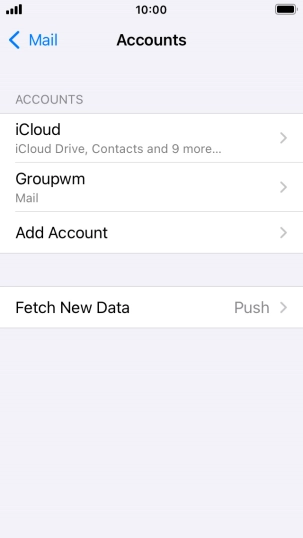 Press the name of the email account you've just set up.