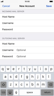 Press Username and key in the username for your email account. Please note that if you're using Vodafone's outgoing server, leave the username field empty.
