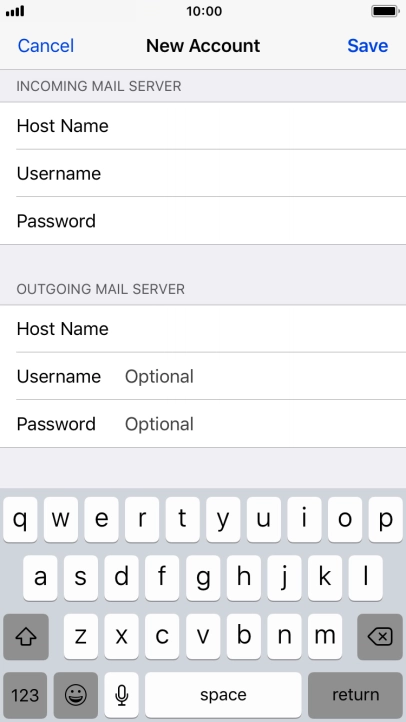 Press Username and key in the username for your email account. Please note that if you're using Vodafone's outgoing server, leave the username field empty.