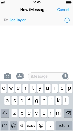 If the recipient can receive iMessages, iMessage is displayed in the text input field.