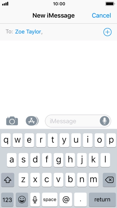 If the recipient can receive iMessages, iMessage is displayed in the text input field.