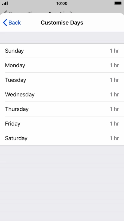 Press the required days.