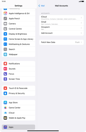 Press the name of the email account you've just set up.