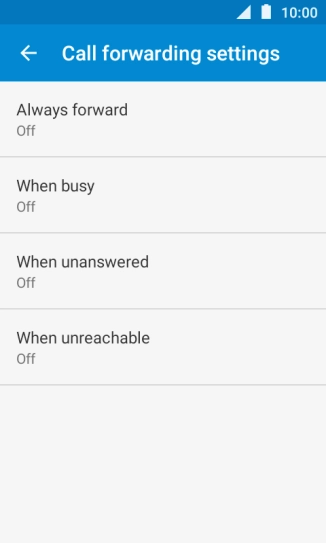 Press the required divert type.