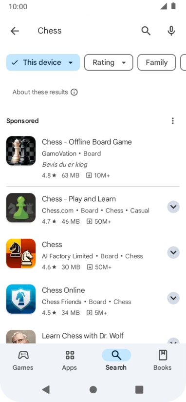 Press the required app.