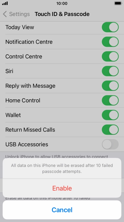 If you turn on the function, press Enable.
