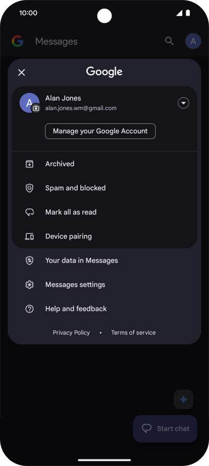 Press Messages settings.