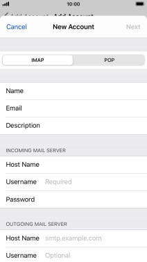 Press Username and key in the username for your email account.