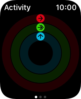 The screen will tell you how far you are from completing your daily activity goals. When the coloured rings are closed, you've reached the goals of your daily activity.