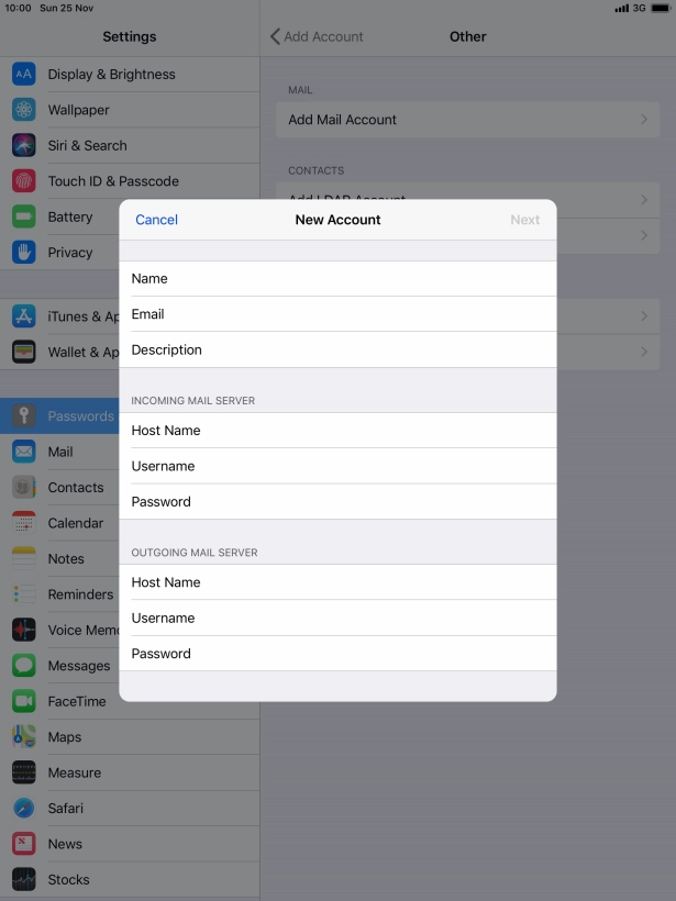 Press Host Name and key in the name or IP address of your email provider's outgoing server. Please note that if you can't send email messages when using your email provider's outgoing server, key in smtp.vodafone.net.au (Vodafone's outgoing server).