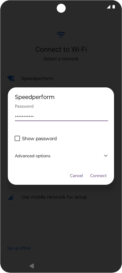 Key in the password for the Wi-Fi network and press Connect.