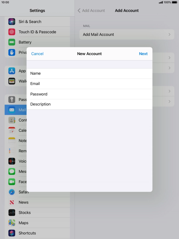 Press Description and key in the required name.