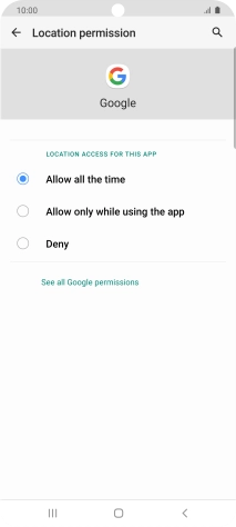 Press the required setting.
