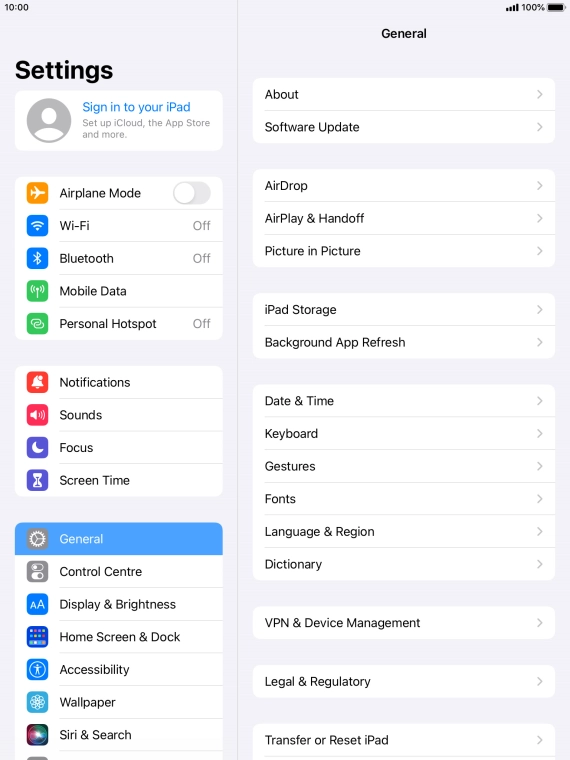 Press Sign in to your iPad.