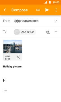 Press the send icon when you've finished your email message.