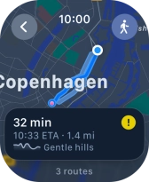 Turn the Digital Crown to see the suggested routes.
