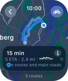 Turn the Digital Crown to see the suggested routes.