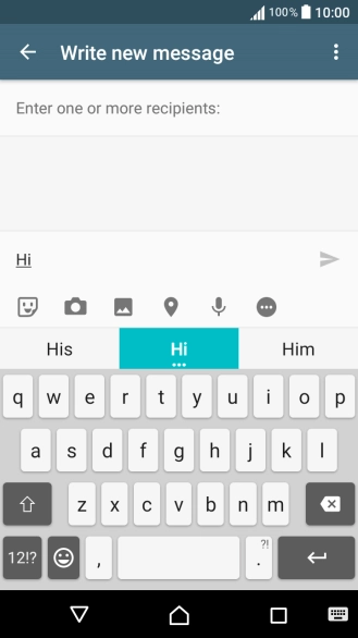 Press the required word to insert it.