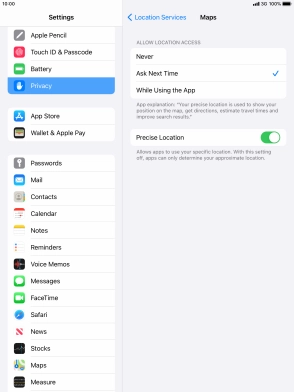 Press the required setting to turn the function on or off.
