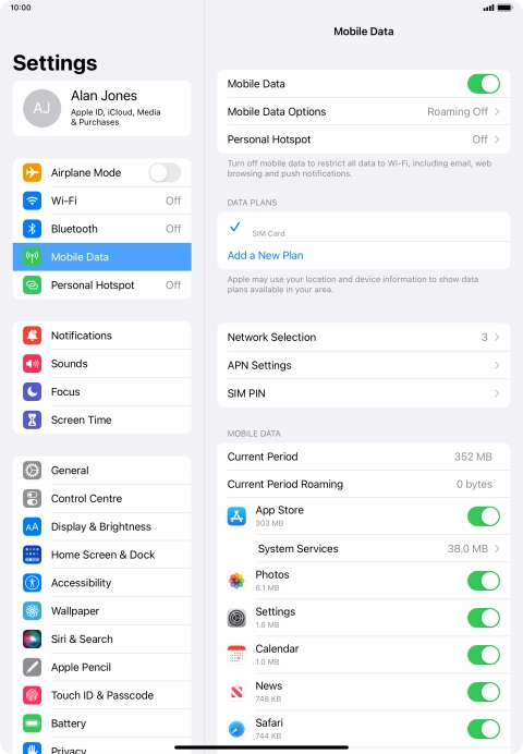The total data usage is displayed next to Current Period.
