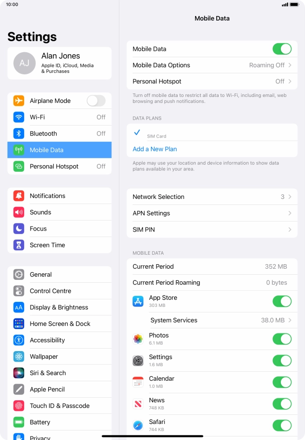 The total data usage is displayed next to Current Period.