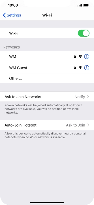Press the required Wi-Fi network and key in the password for the Wi-Fi network.