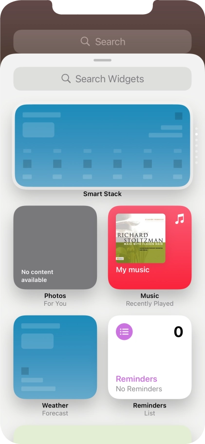 Press the required widget.