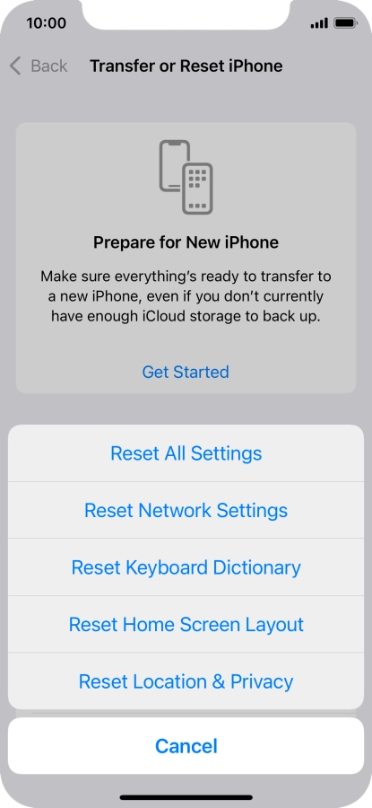 Press Reset All Settings.