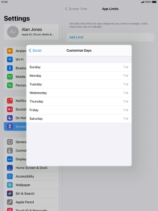 Press the required days.