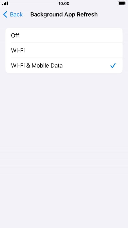 To turn off background refresh of apps, press Off.