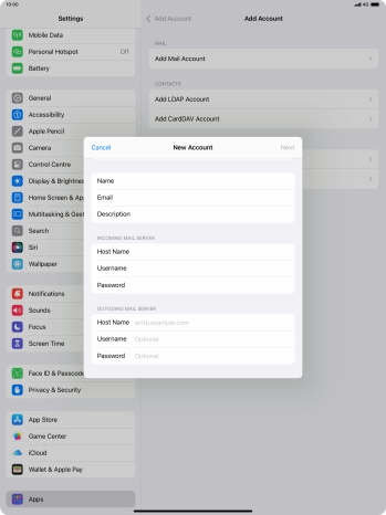 Press Host Name and key in the name of your email provider's outgoing server. Please note that if you can't send email messages when using your email provider's outgoing server, key in smtp.vodafone.net.au (Vodafone's outgoing server).