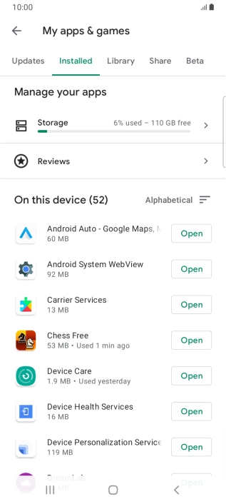 Press the required app.