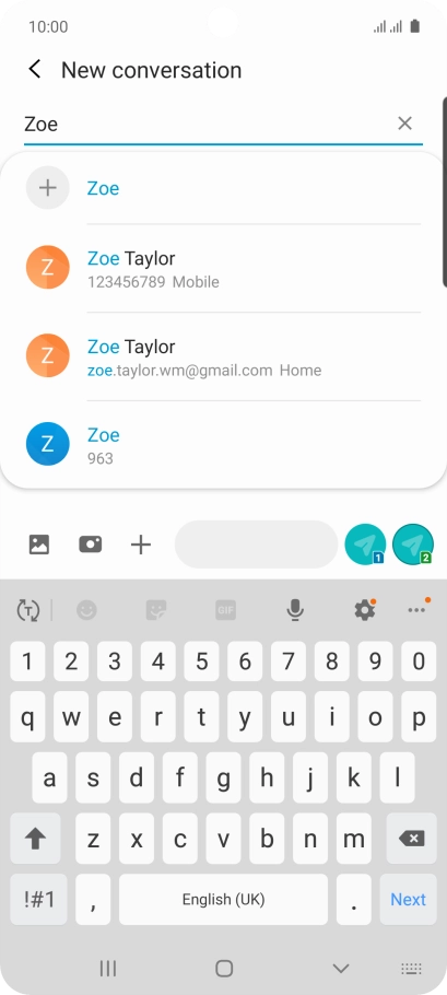 Press the required contact.