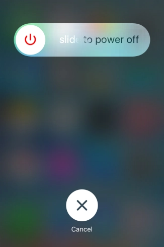 Press and drag the power off icon right.
