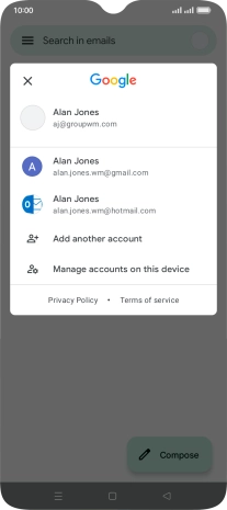 Press the required email account.