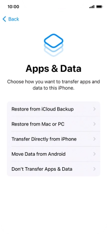 You can transfer content from an Android phone when your phone is activated for the first time and after a factory reset. When this screen is displayed, your phone is ready to transfer content from an Android phone.