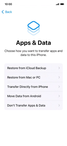 You can transfer content from an Android phone when your phone is activated for the first time and after a factory reset. When this screen is displayed, your phone is ready to transfer content from an Android phone.